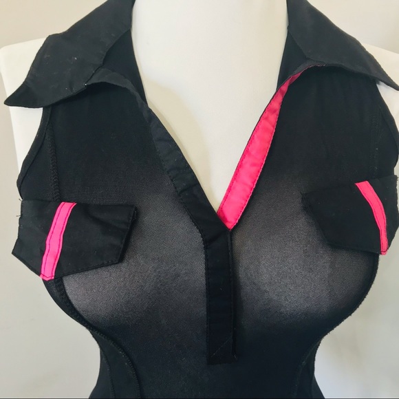 *SALE* Cache Cache Paris Y2K Collared Mesh Tank Top - Picture 1 of 9